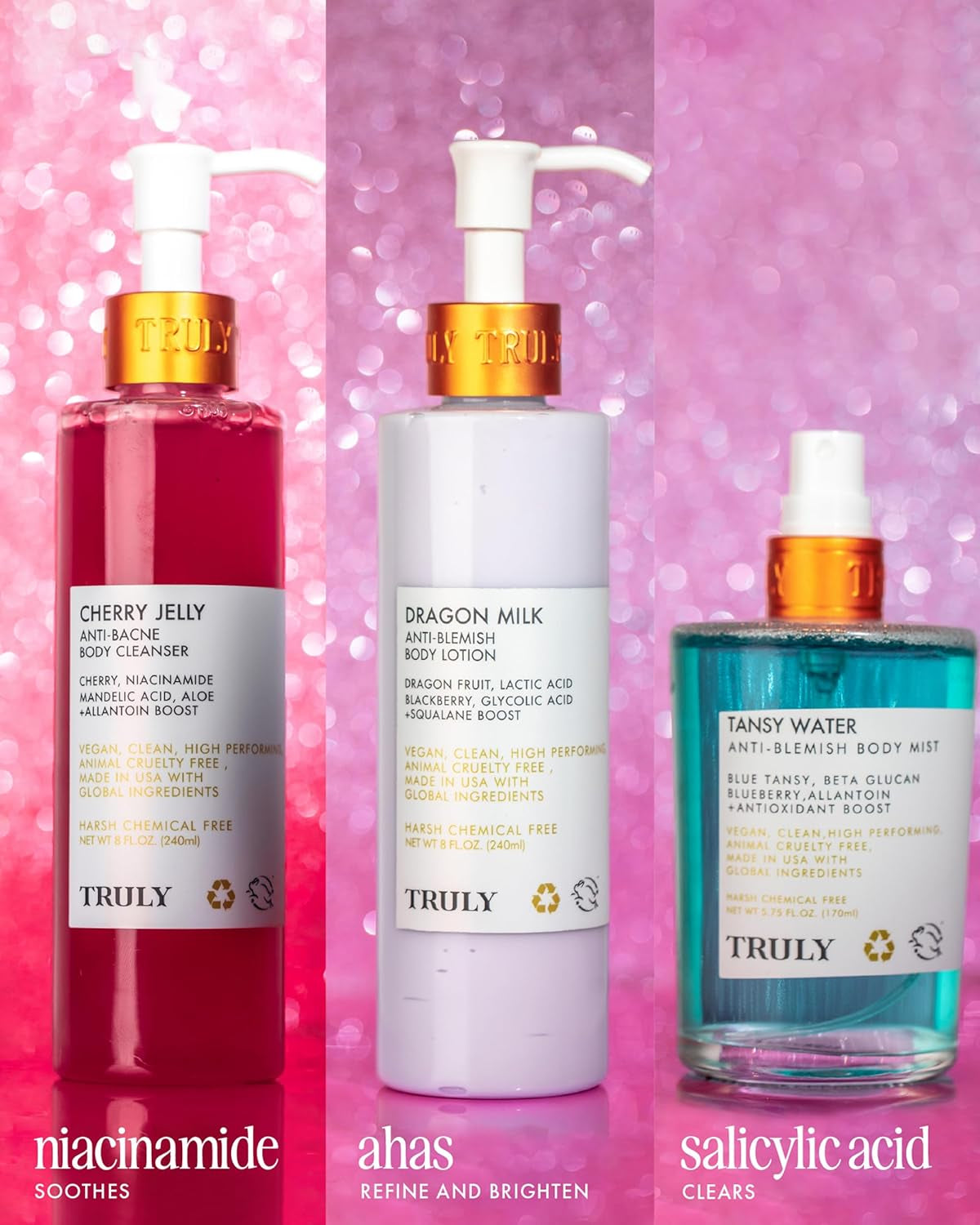 Beauty Cherry Jelly Body Acne Wash with Soothing Cherry Niacinamide, Hydrating Allantoin, & Mandelic Acid - Award Winning Back Acne Treatment Body Wash Cleanser & Dark Spot Remover