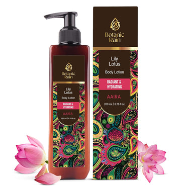 Organic Body Lotion with Lily & Lotus - Body Lotion for Women, Body Lotion for Dry Skin, Natural, Vegan and Ayurveda Products - 6.76 Fl Oz