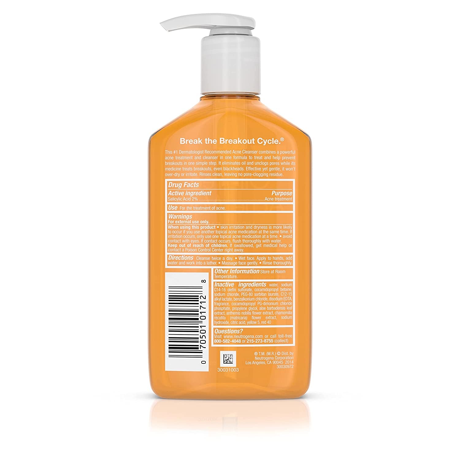 Oil-Free Acne Fighting Face Wash, Daily Cleanser with Salicylic Acid Acne Treatment, 9.1 Fl Oz (Pack of 3)