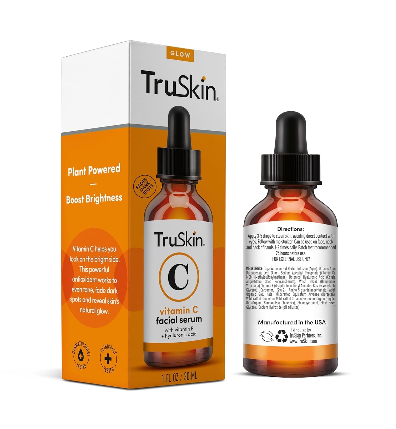 Truskin Vitamin C Face Serum – anti Aging Facial Serum with Vitamin C, Hyaluronic Acid, Vitamin E & More – Brightening Serum for Dark Spots, Even Skin Tone, Eye Area, Fine Lines & Wrinkles, 1 Fl Oz