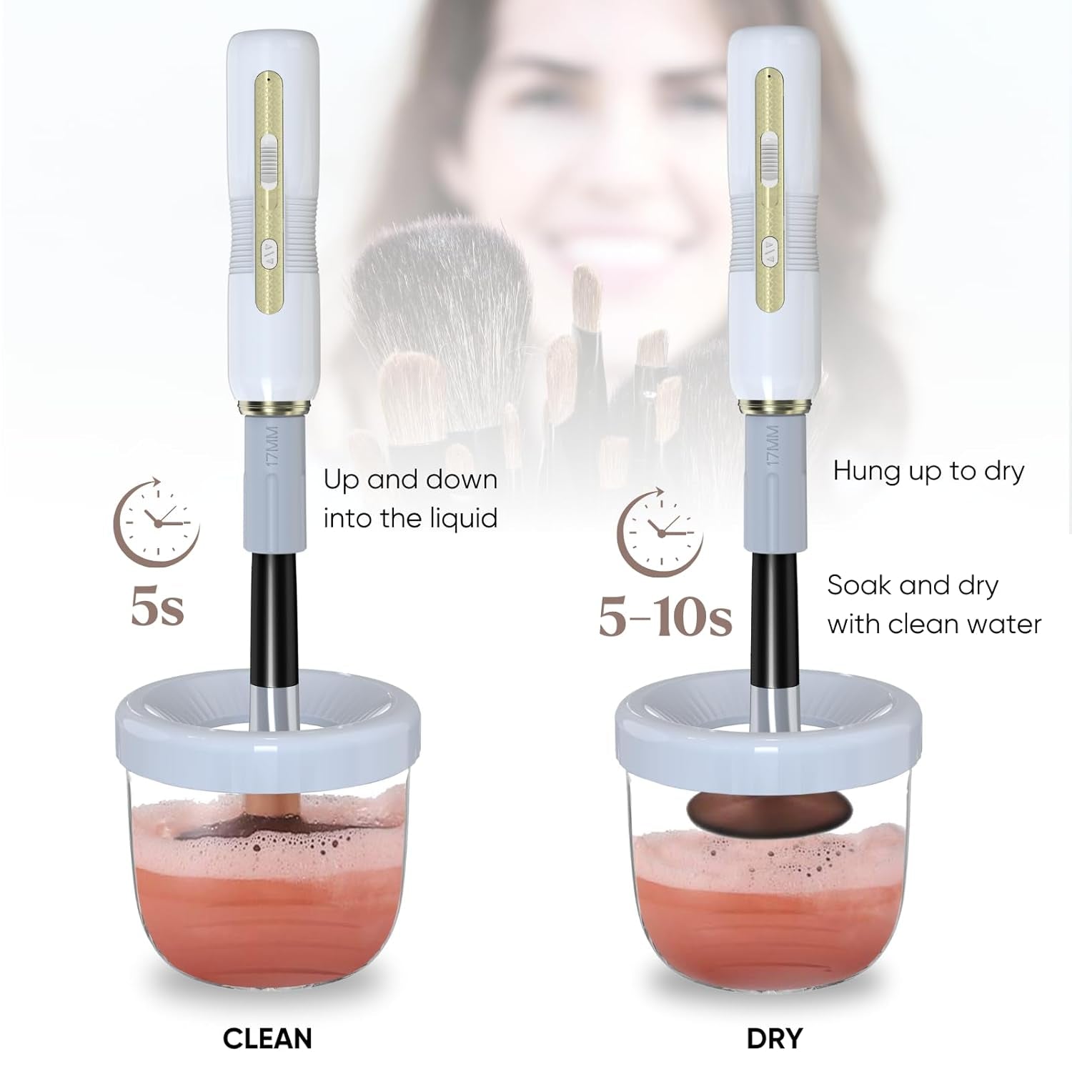 Makeup Brush Cleaner Machine with Drying, Super-Fast Electric Makeup Brush Cleaner for All Beauty Cosmetic Brushes,Spinning Automatic Makeup Brush Cleaner,Brush Cleaner Tool,Usb Charging.