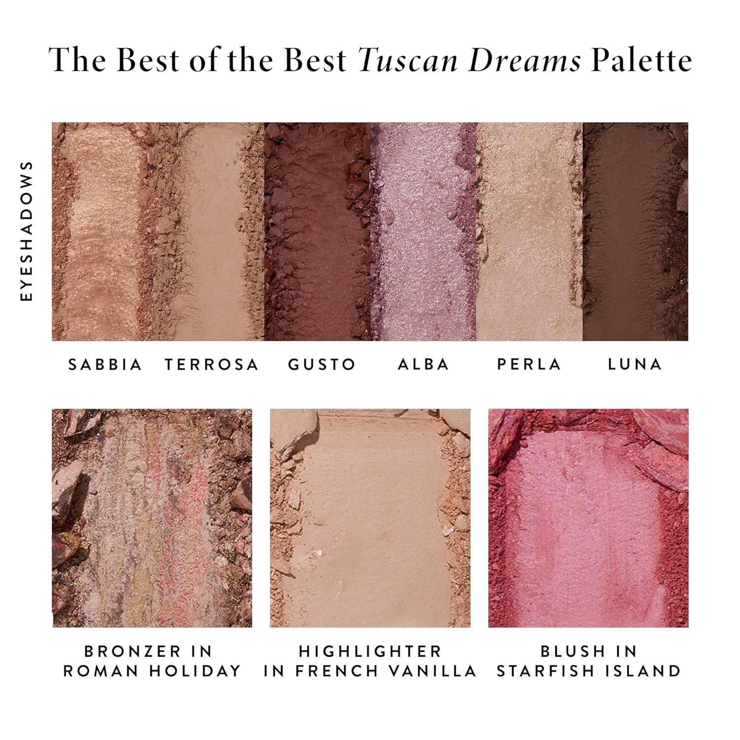 the Best of the Best Baked Palette - Tuscan Dreams - Full Size - Includes Bronzer, Blush, Highlighter and 6 Eyeshadows - Travel-Friendly