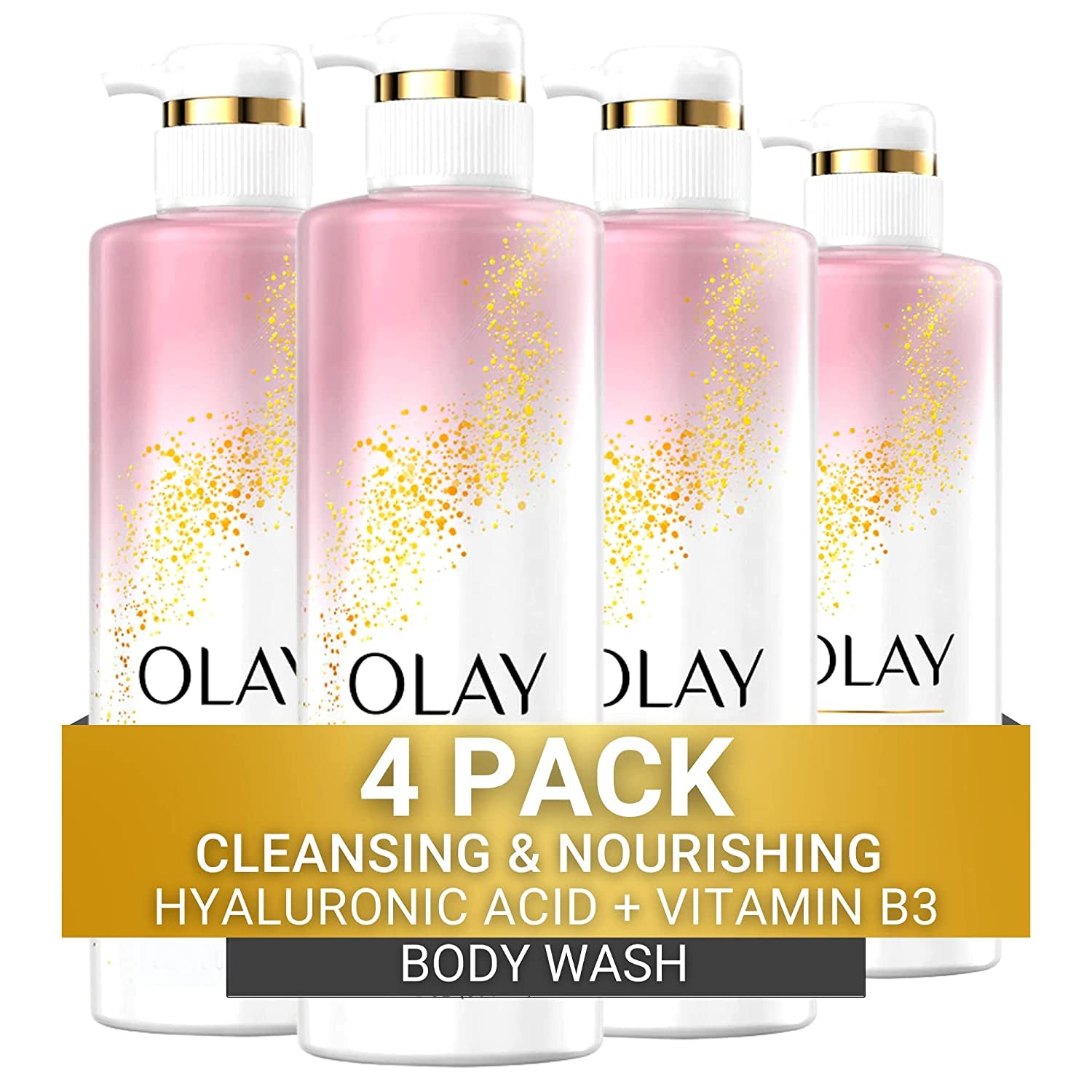 Body Wash Women Cleansing & Nourishing with Hyaluronic Acid & Vitamin B3, 20 Fl Oz (Pack of 4)