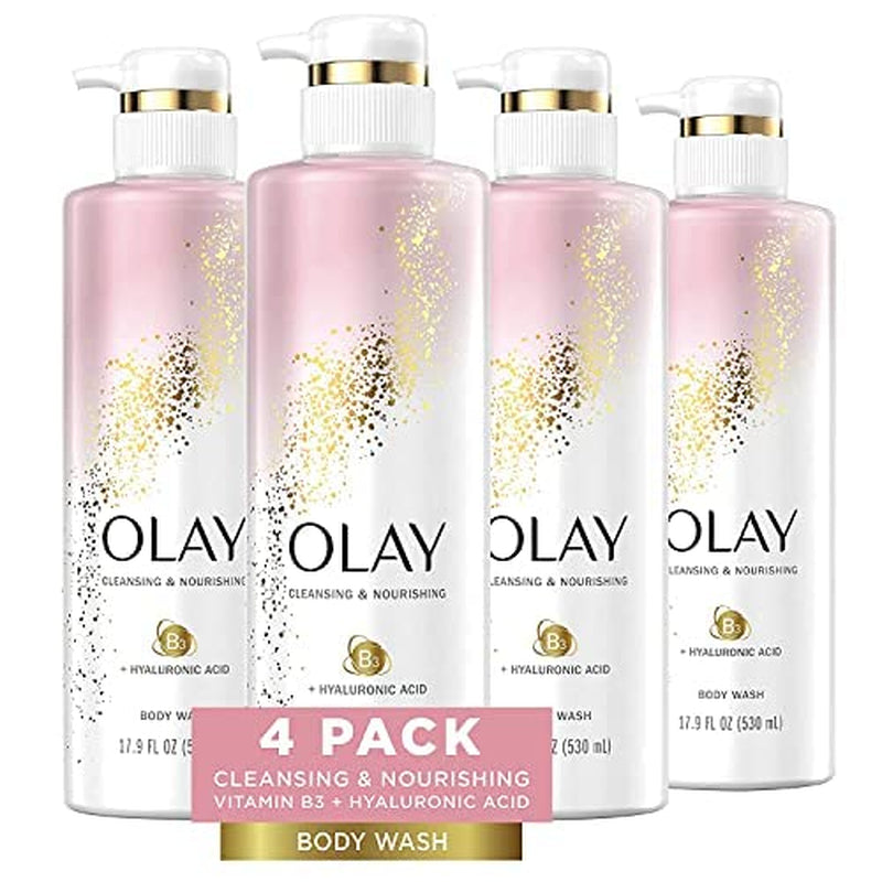 Body Wash Women Cleansing & Nourishing with Hyaluronic Acid & Vitamin B3, 20 Fl Oz (Pack of 4)