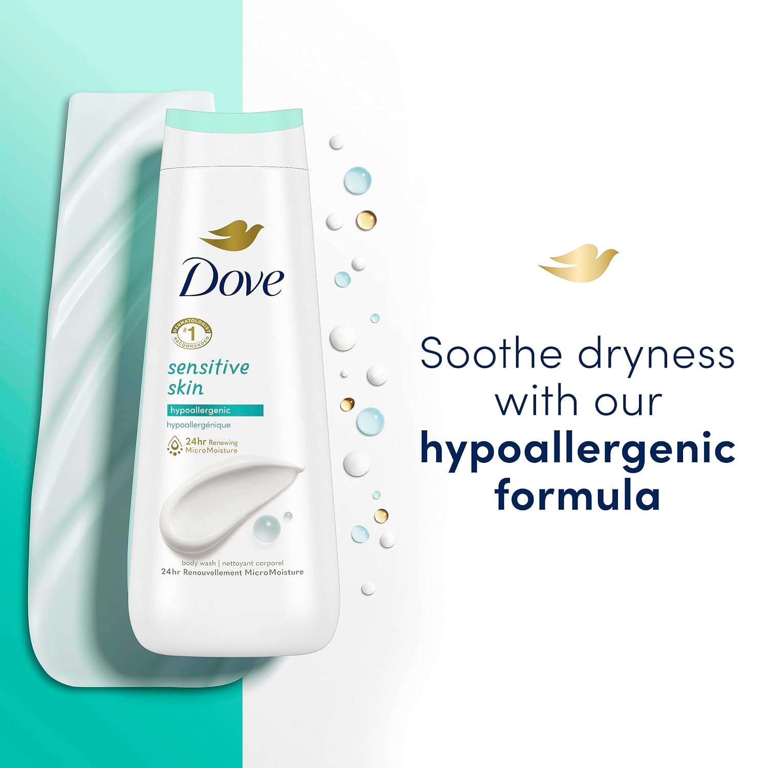 Body Wash Deep Moisture, Sensitive Skin, Cucumber and Green Tea, and Shea Butter & Vanilla Collection 4 Count Skin Cleanser with 24Hr Renewing Micromoisture 20 Oz