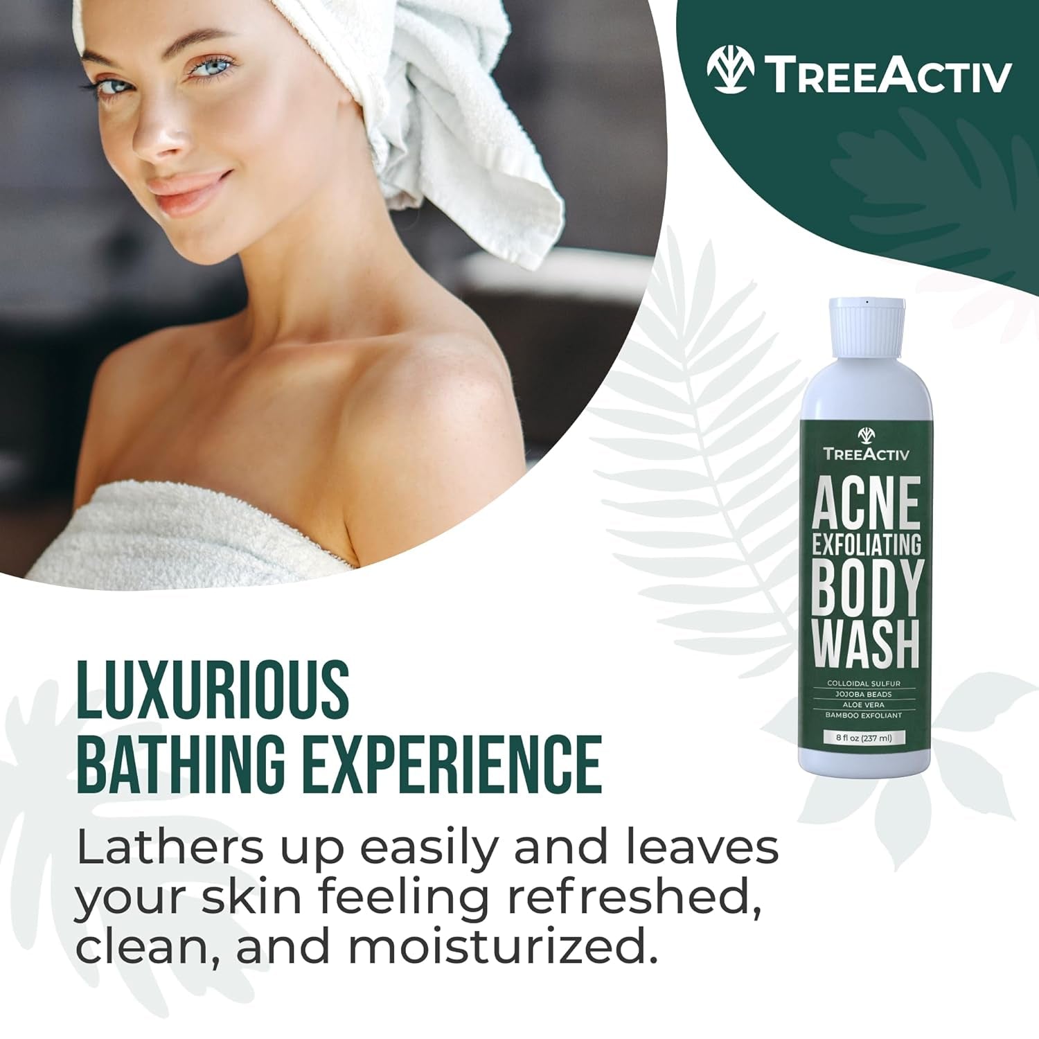 Exfoliating Acne Body Wash 8 Fl Oz Body Acne Wash for Back, Chest, Shoulder, Back Acne Treatment with Jojoba Beads, Back Acne Body Wash for Bacne, Soothing Body Acne Treatment for Men, Women