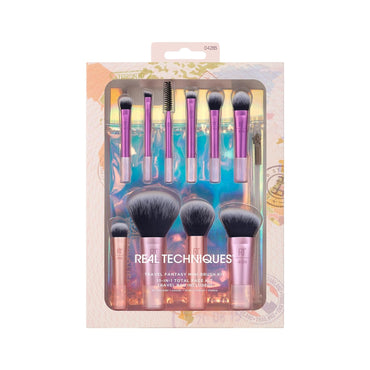 Real Technique Travel Fantasy Mini Brush Kit, Makeup Brushes for Eyeshadow, Highlight, Contour, Powder, & Concealer, Mini Sized Travel Brushes & Makeup Bag, Synthetic Bristles, 11 Piece Set