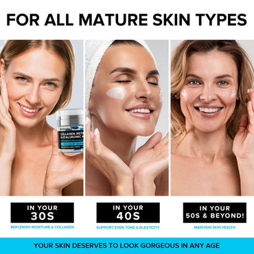 Face Moisturizer Collagen Cream - anti Aging Neck and Décolleté - Made in USA Day & Night Face Cream - Moisturizing, Lifting & Recovery – 1.7Oz