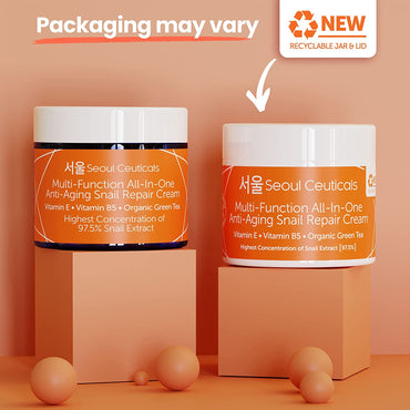 Korean Skin Care 97.5% Snail Mucin Moisturizer Cream - K Beauty Skincare Day & Night Snail Repair Cream Filtrate Cruelty Free 2Oz