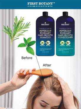 , Peppermint Rosemary Hair Regrowth and anti Hair Loss Shampoo and Conditioner Set - Daily Hydrating, Detoxifying, Volumizing Shampoo and Fights Dandruff for Men and Women 16 Fl Oz X 2