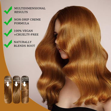 Golden Brown Hair Dye Shampoo, 10 Min 3-4 Weeks Hair Color Shampoo for Gray Hair Coverage,Hair Shampoo for Women Men 3 in 1 Cubre Canas Color Shampoo 500 Ml (Golden Brown)