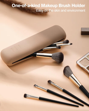 Large Travel Makeup Brush Holder with 8 Pcs Makeup Brushes Set, Makeup Tools for Travel