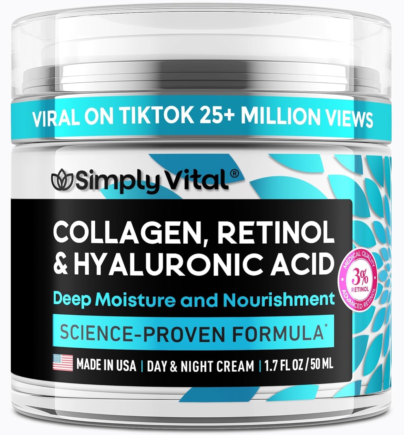Face Moisturizer Collagen Cream - anti Aging Neck and Décolleté - Made in USA Day & Night Face Cream - Moisturizing, Lifting & Recovery – 1.7Oz