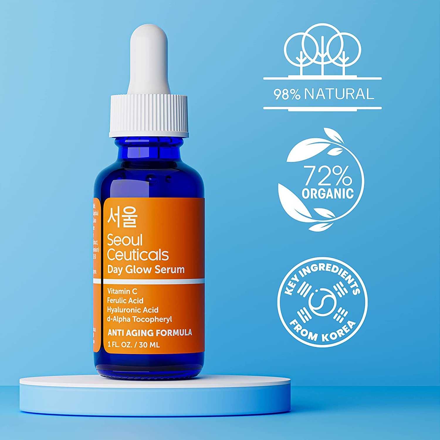 Korean Skin Care 20% Vitamin C Hyaluronic Acid Serum + CE Ferulic Acid - Potent anti Aging, anti Wrinkle Korean Beauty 1Oz