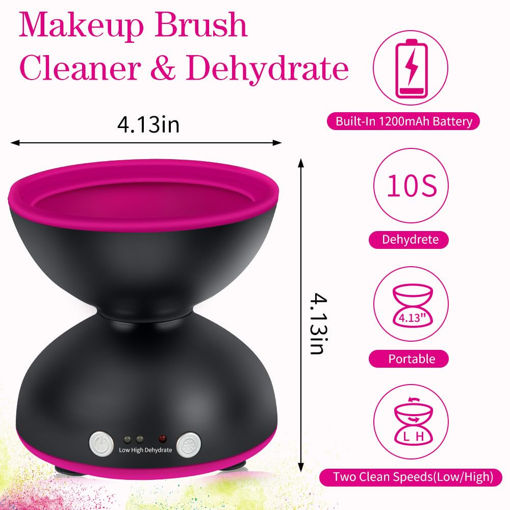 Makeup Brush Cleaner Machine, Electric Makeup Brush Cleaner, 1200Mah USB Rechargeable Portable Automatic Make up Brush Cleaner Cleanser Machine, for All Size Cosmetic Brushes, Gift for Women Girls