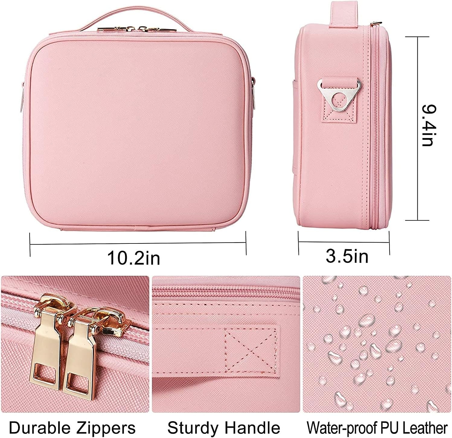 Makeup Case Travel Makeup Bag Organizer 10.2 Inches Travel Makeup Train Case Cosmetic Brush Portable Artist Storage Bag with Adjustable Dividers and Shoulder Strap for Makeup Accessories