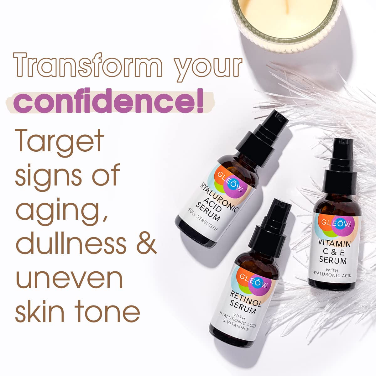 Retinol Serum for Face - Vitamin C Face Serum with Hyaluronic Acid Serum for Face, Vitamin C Serum for Face, Retinol for Face anti Aging Serum, Glow Face Serum 3X2Oz