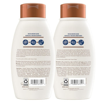 Fresh Greens Shampoo + Conditioner with Rosemary, Peppermint & Cucumber to Thicken & Nourish, Clarifying & Volumizing Shampoo for Thin or Fine Hair, Paraben-Free, 12 Fl Oz