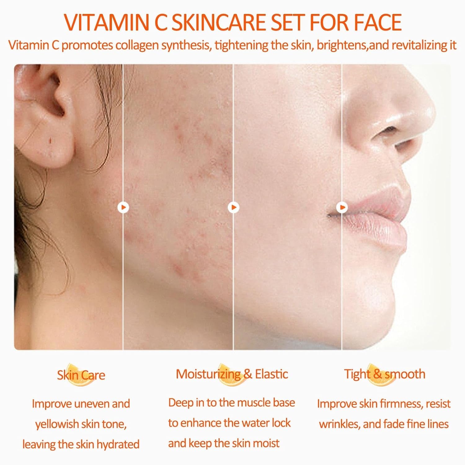 Vitamin C Skincare Set, 5-In-1 Skincare Gift Set with Cleanser, Toner, Face Serum, Face Cream, and Eye Cream, Skin Care Products for Teen Girls, Long-Lasting Moisturizing Skincare Set for Women Men