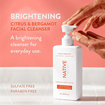Brightening Face Wash 12 Fl Oz (2 Pack), Facial Cleanser with Citrus and Bergamot, Daily Face Cleanser for Radiant and Bright Skin - 2 Pack, (12 Fl Oz Each)