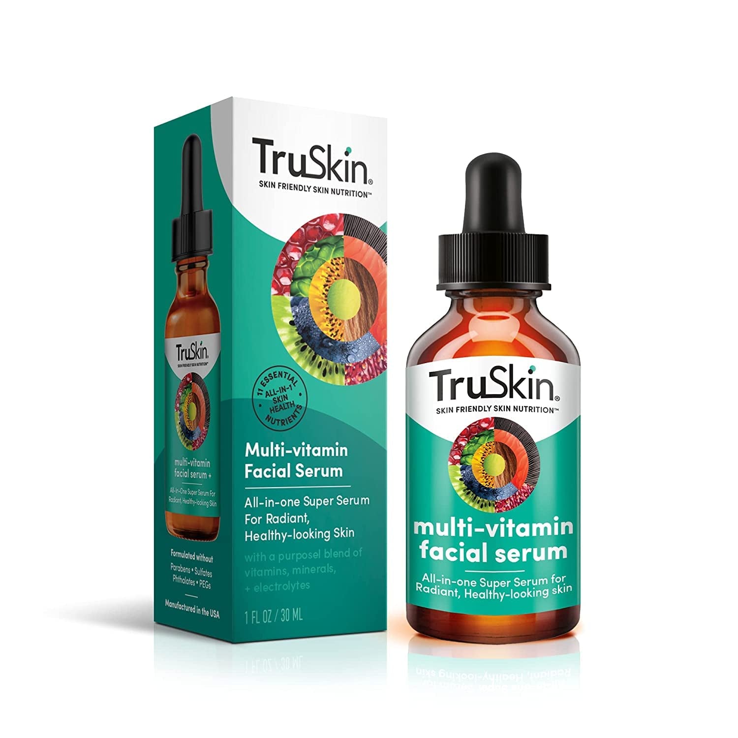 Truskin Facial Serum with 11 Plant-Derived Vitamins & Minerals for Radiant, Healthy Skin