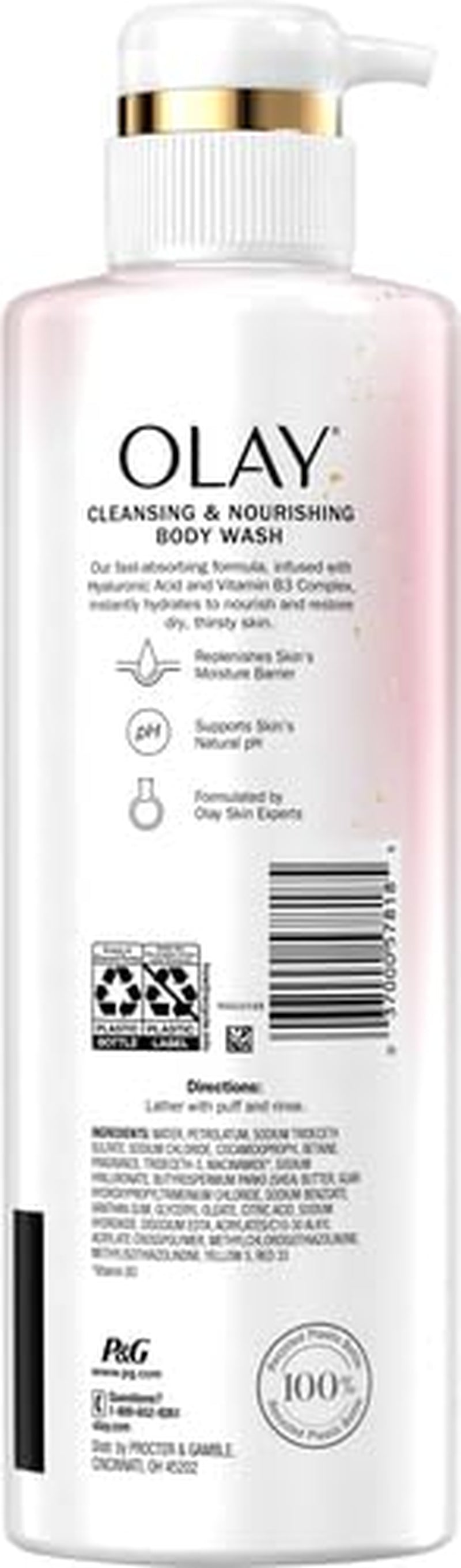 Body Wash Women Cleansing & Nourishing with Hyaluronic Acid & Vitamin B3, 20 Fl Oz (Pack of 4)