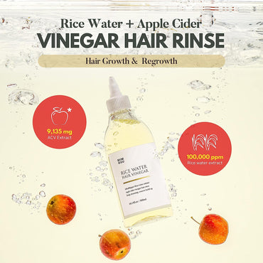 Apple Cider Vinegar Hair Rinse with Rice Water 10Fl.Oz, Rice Water for Hair Growth Cleansing Conditioner,Gentle Scalp Cleanser for Build Up, Glycolic Acid Dandruff Treatment