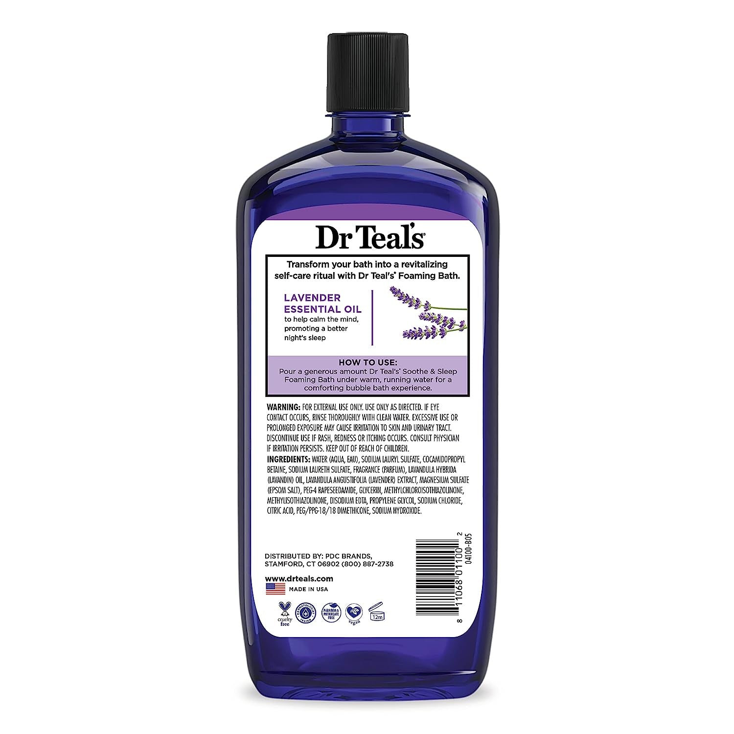 Foaming Bath with Pure Epsom Salt, Soothe & Sleep with Lavender, 34 Fl Oz (Pack of 4) (Packaging May Vary)