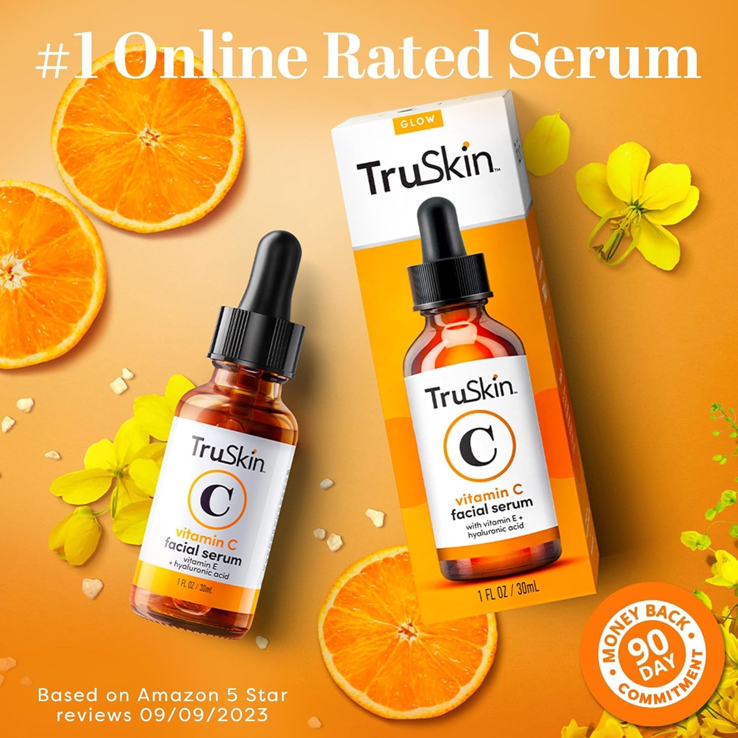 Truskin Vitamin C Face Serum – anti Aging Facial Serum with Vitamin C, Hyaluronic Acid, Vitamin E & More – Brightening Serum for Dark Spots, Even Skin Tone, Eye Area, Fine Lines & Wrinkles, 1 Fl Oz