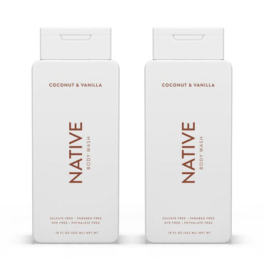 Body Wash Contains Naturally Derived Ingredients | for Women & Men, Sulfate, Paraben, & Dye Free Leaving Skin Soft and Hydrated | Coconut & Vanilla 18 Oz - 2 Pk
