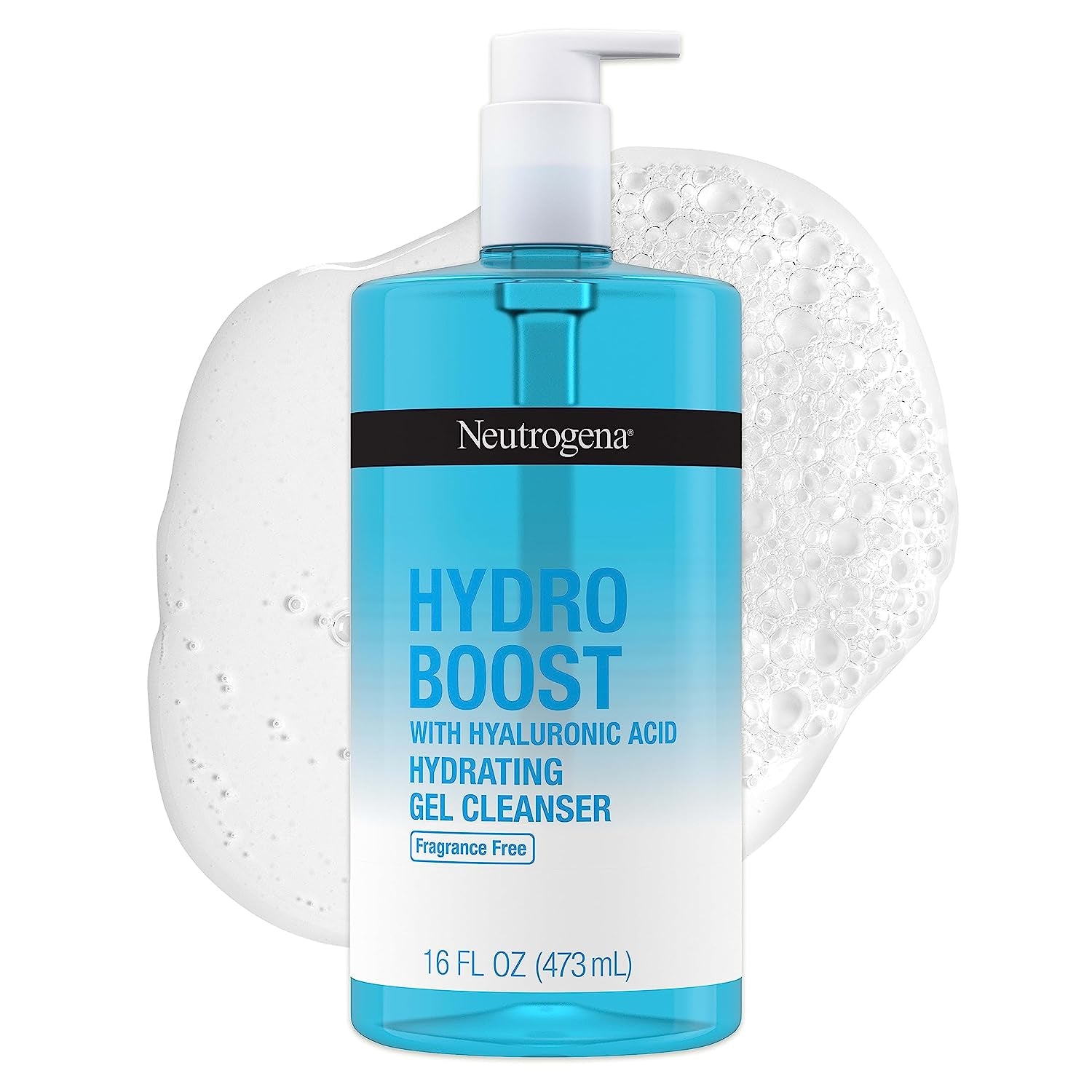 Hydro Boost Fragrance Free Hydrating Gel Facial Cleanser with Hyaluronic Acid, Daily Foaming Face Wash & Makeup Remover, Gentle Face Wash, Non-Comedogenic, 16 Fl. Oz