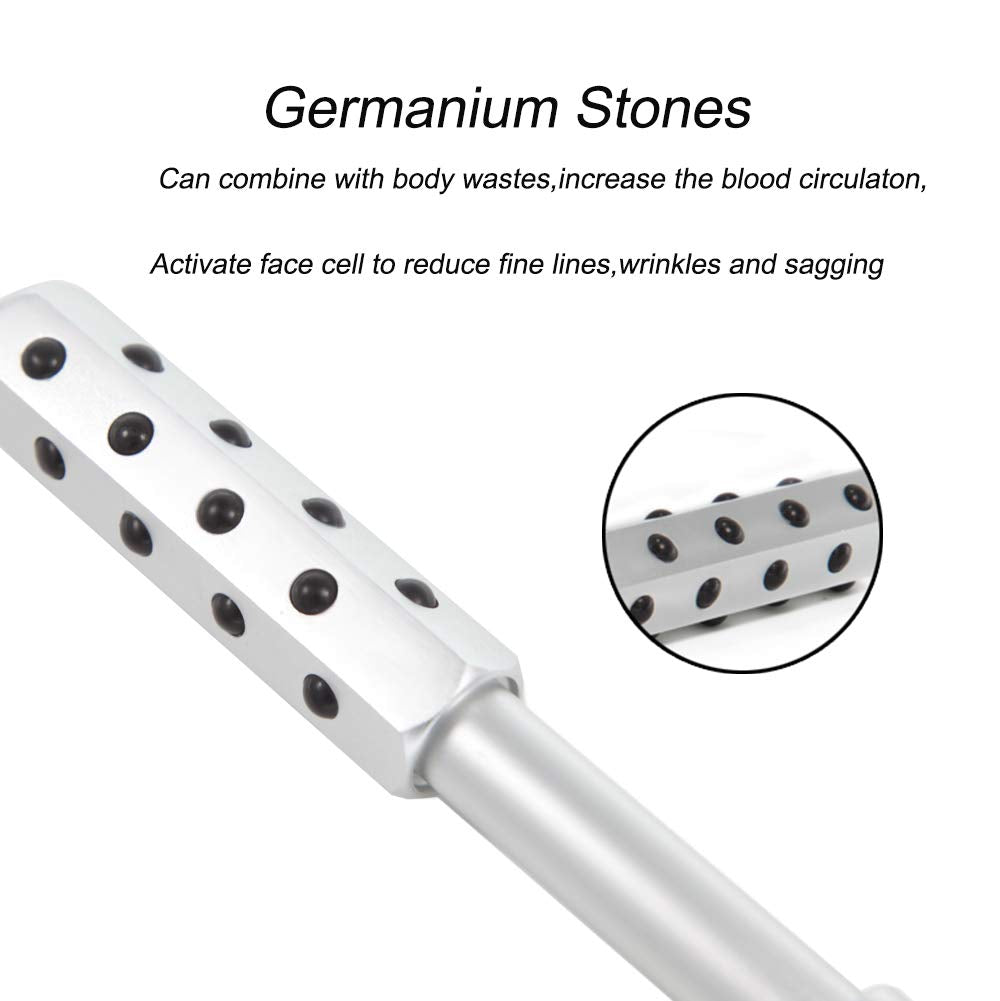 Beauty Masseager Germanium Roller Facial Body Skin Care Uplifting Tool,Tighten Face Neck Skin, Reduce Wrinkles and Eye Pouches (Silver)