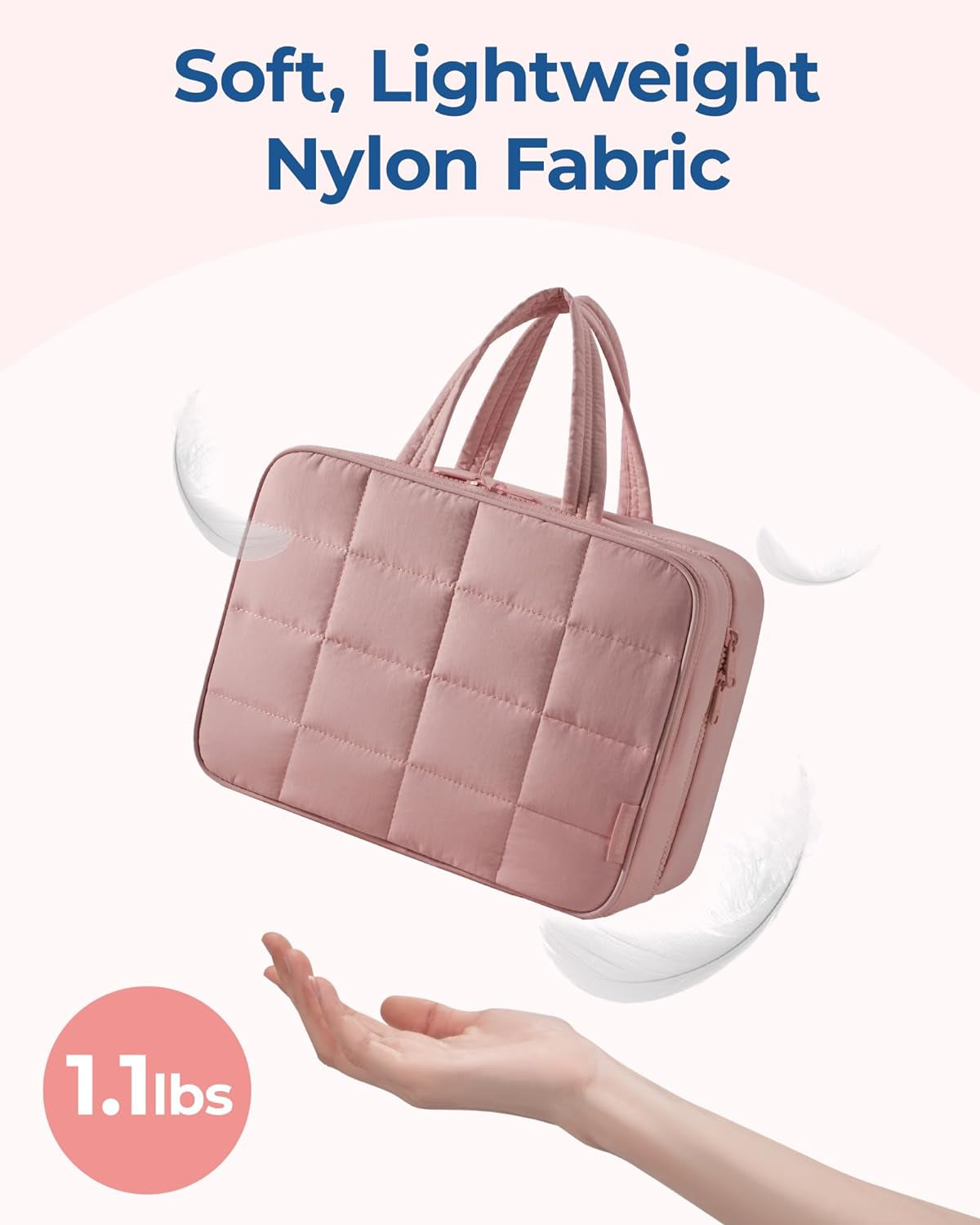 Travel Toiletry Bag with Jewelry Organizer, Hanging Travel Bag for Toiletries, Puffy Makeup Cosmetic Bag Organizer, Carry-On Travel Accessories Essentials, Dark Pink-M