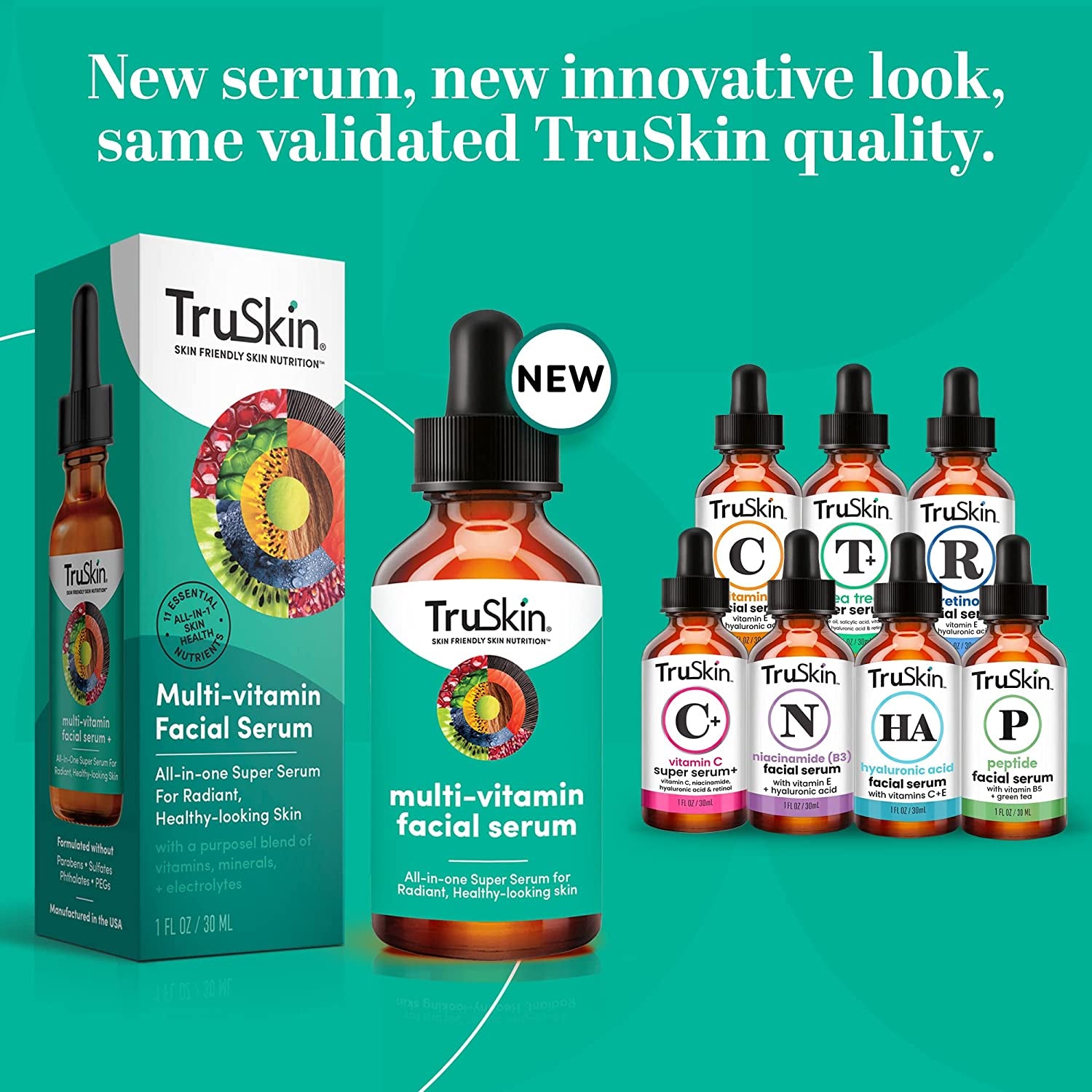 Truskin Facial Serum with 11 Plant-Derived Vitamins & Minerals for Radiant, Healthy Skin