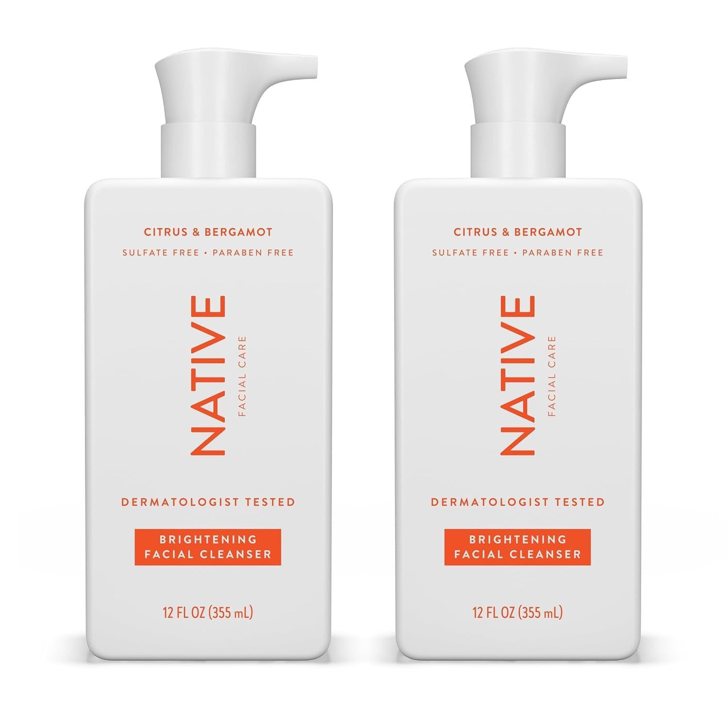 Brightening Face Wash 12 Fl Oz (2 Pack), Facial Cleanser with Citrus and Bergamot, Daily Face Cleanser for Radiant and Bright Skin - 2 Pack, (12 Fl Oz Each)