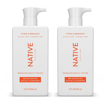 Brightening Face Wash 12 Fl Oz (2 Pack), Facial Cleanser with Citrus and Bergamot, Daily Face Cleanser for Radiant and Bright Skin - 2 Pack, (12 Fl Oz Each)