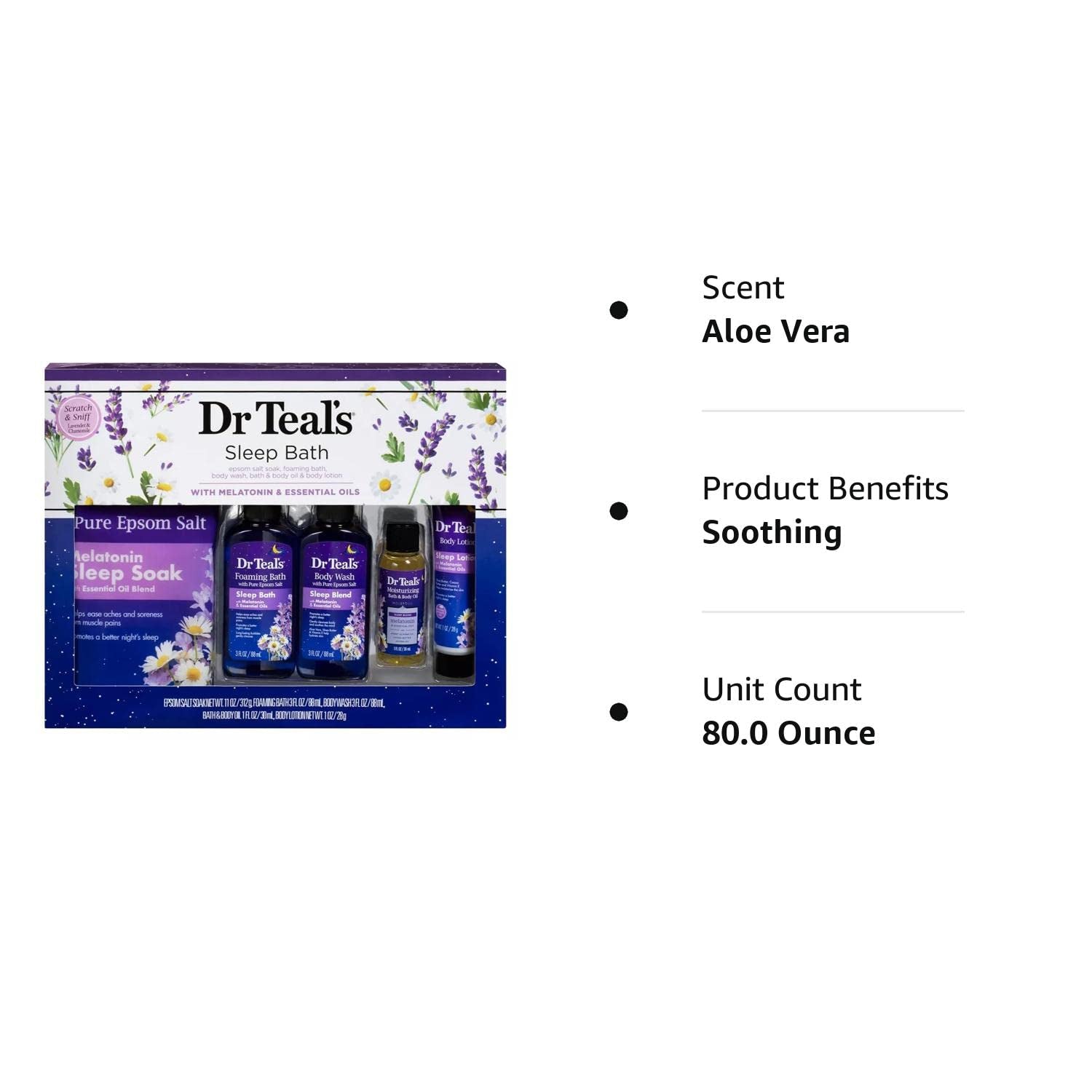 Melatonin Gift Set for Better Sleep - Epsom Salt Soak, Bath, Body Wash, Body Oil & Lotion - at Home Spa Kit