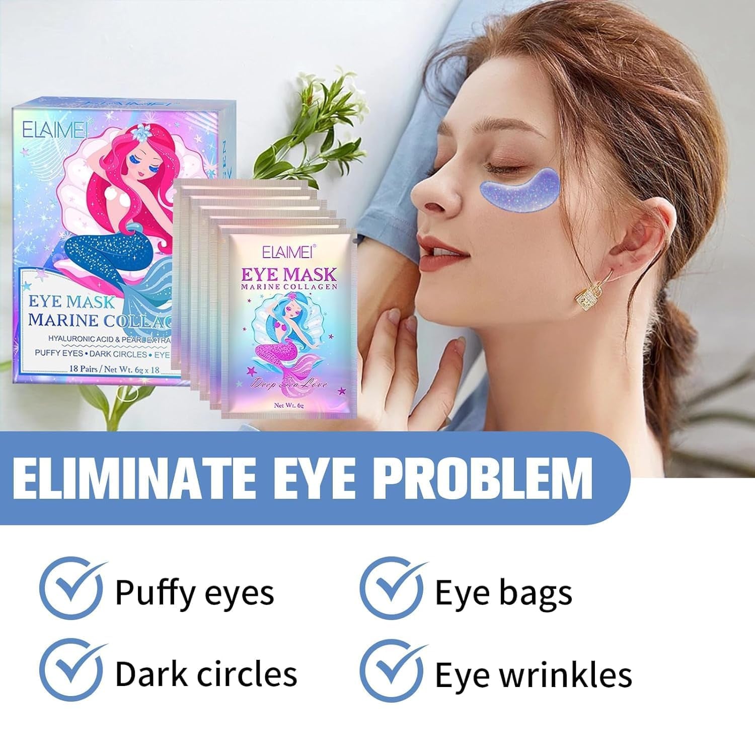 Eye Masks, under Eye Patches for Dark Circles and Puffiness, Natural Collagen Eye Gel Pads, Cooling Eye Care for Wrinkles, Eyes Bags for Beauty, Skincare Gift for Woman (18 Pairs)