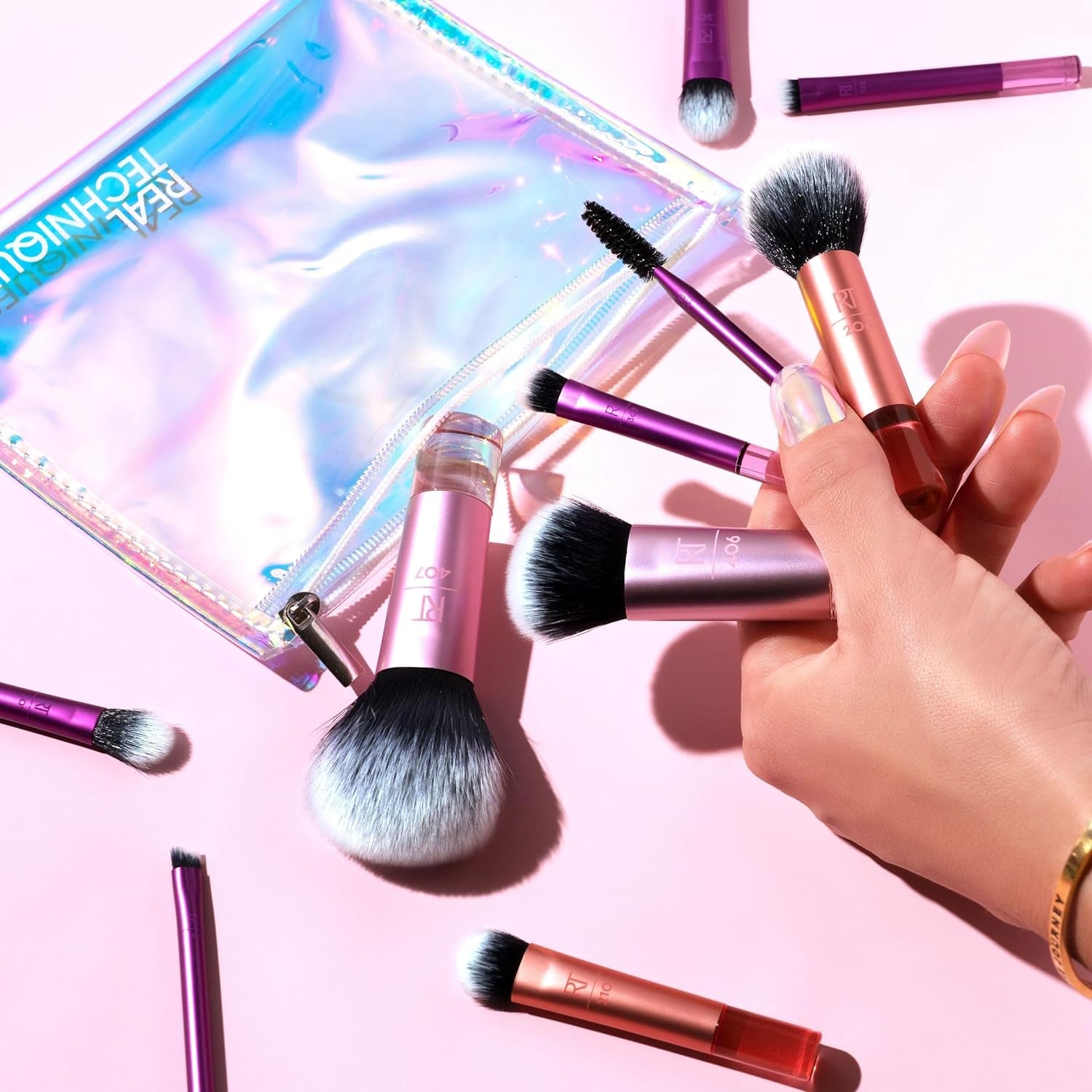 Real Technique Travel Fantasy Mini Brush Kit, Makeup Brushes for Eyeshadow, Highlight, Contour, Powder, & Concealer, Mini Sized Travel Brushes & Makeup Bag, Synthetic Bristles, 11 Piece Set
