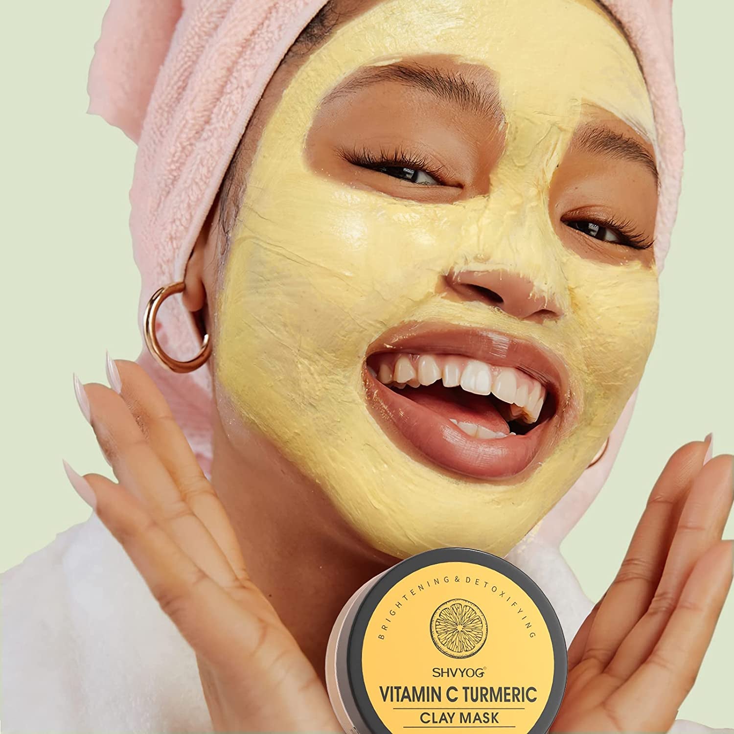 4 Pcs Clay Facial Mask Set - Turmeric, Vitamin C, Green Tea, Dead Sea Mud, and Rose Clay for Deep Cleansing, Moisturizing, and Refining Pores - 240G