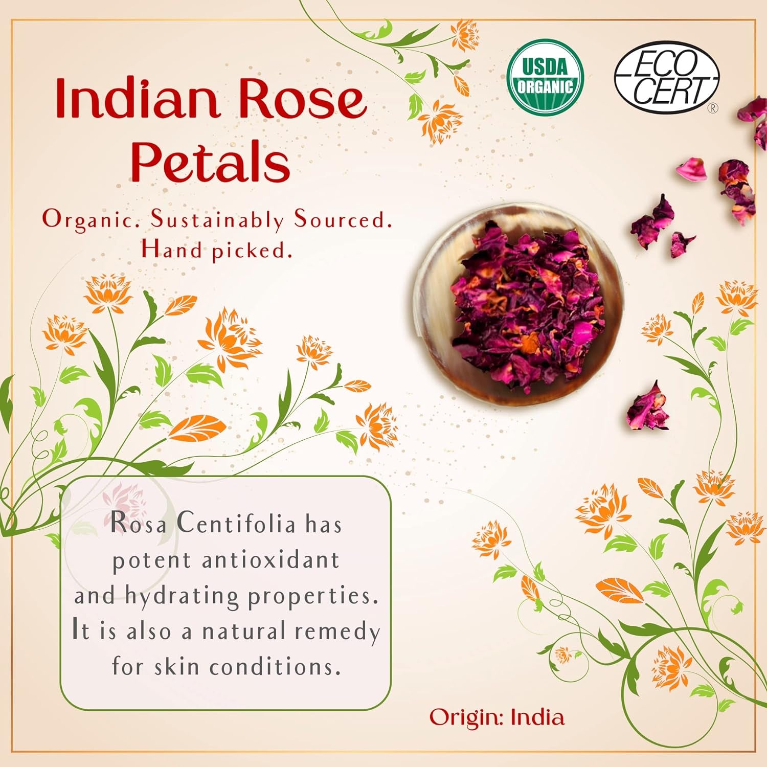 Rosé Oil - Organic Oil for Face, Body, Hair, Nails & Aromatherapy | Bulgarian Rose Essential Oil & Organic Floating Rose Petals | Moisturizer for Women & Men - 4 Fl Oz