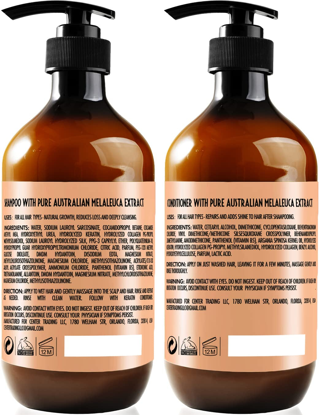 Keratin Shampoo and Conditioner Set - Sulfate Free, Moisturizing Treatment for Men and Women - Hair Thickening Product for Volume and Shine - with Moroccan Argan Oil