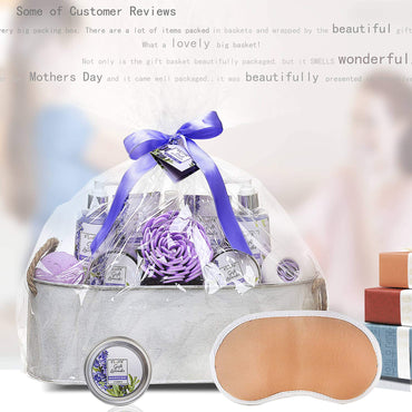Spa Gift Baskets for Women Lavender Bath and Body at Home Spa Kit Mothers Day Spa Gifts Ideas - Luxury 15Pcs with Bath Bombs, Shampoo Bar, Eye Mask, Shower Gel, Bubble Bath, Salts, Body Scrub Lotion