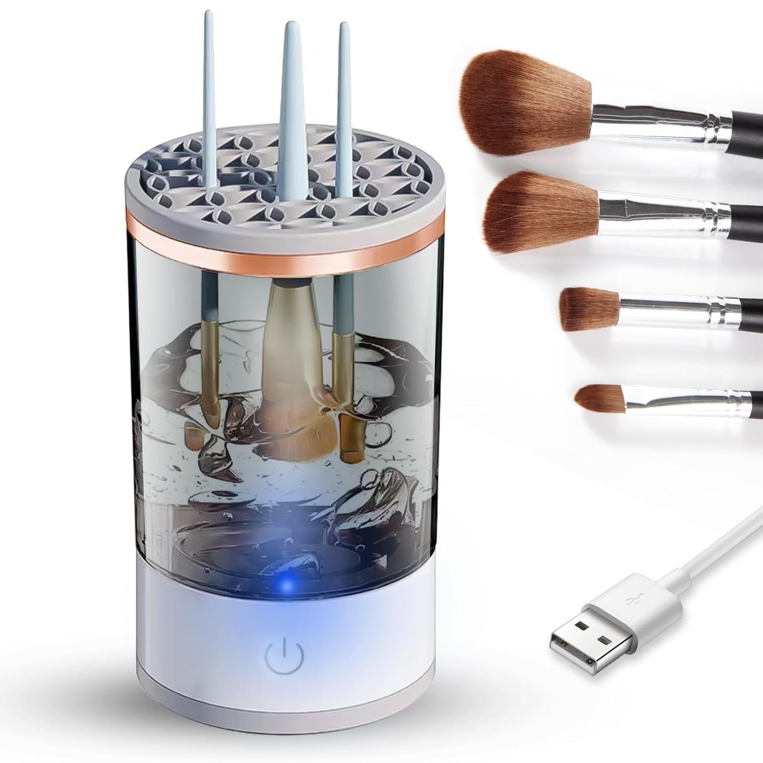 Makeup Brush Cleaner, USB Rechargeable Cosmetic Brush Cleaner, Electric Makeup Brush Cleaner Machine, Portable Make up Brush Cleaner Tools for All Size Makeup Brushes