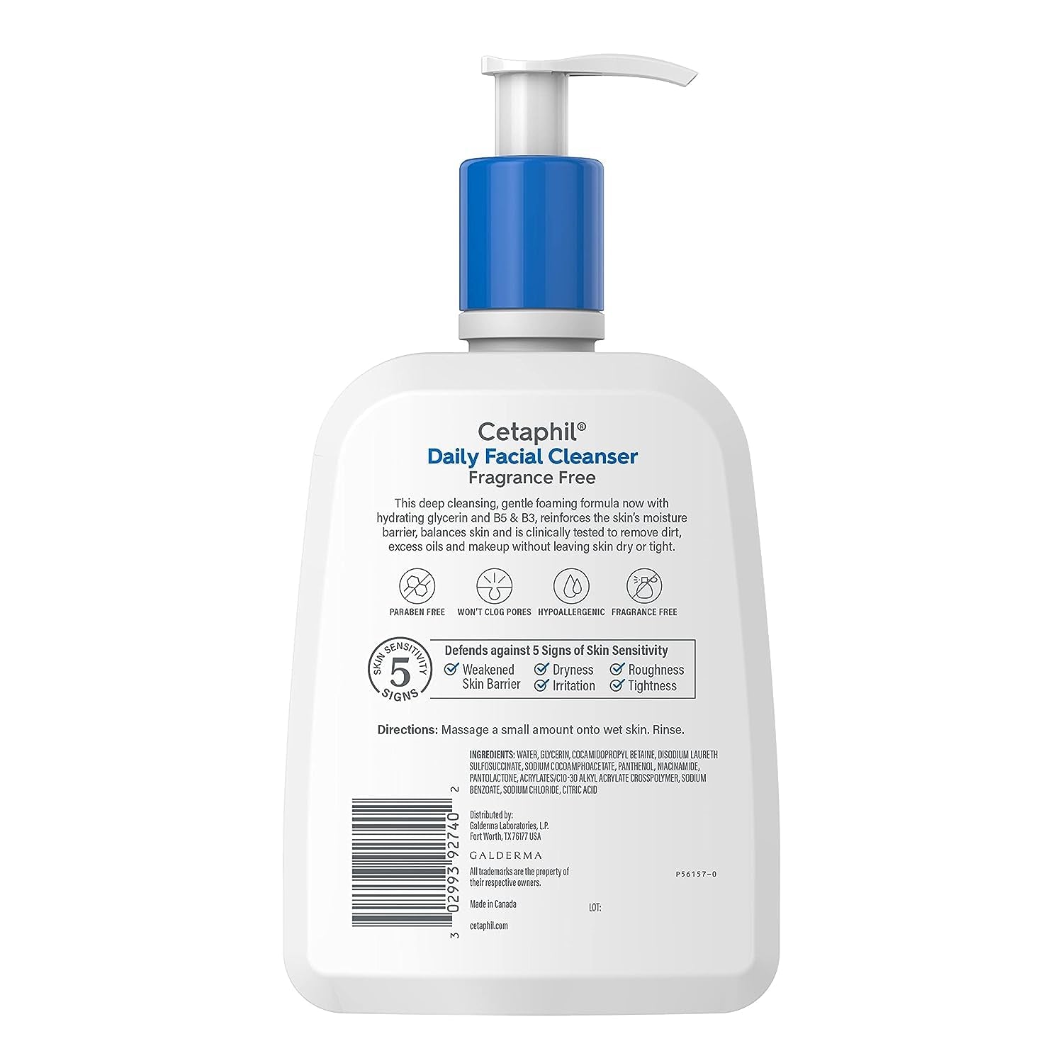 Face Wash, Daily Facial Cleanser for Sensitive, Combination to Oily Skin, NEW 16 Oz 2 Pack, Gentle Foaming, Soap Free, Hypoallergenic
