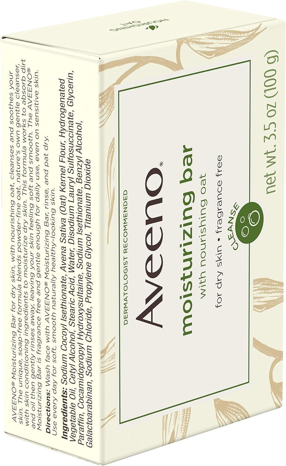 Gentle Moisturizing Bar Facial Cleanser with Nourishing Oat for Dry Skin, Fragrance-Free, Dye-Free, & Soap-Free, 3.5 Oz (Pack of 4)