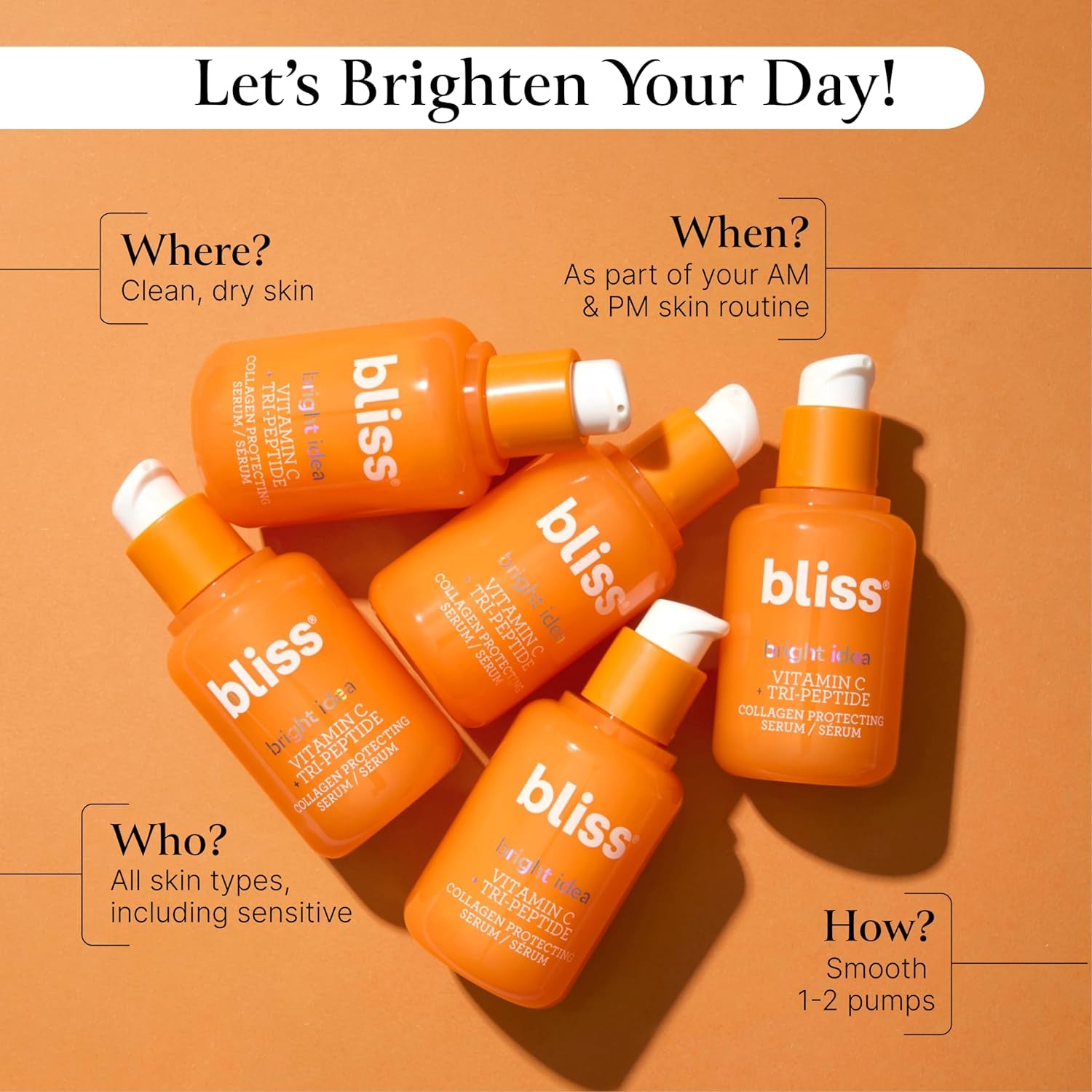 Bright Idea Vitamin C + Tri-Peptide Brightening Serum - 1 Fl Oz - Hydrating Illuminating Face Cream with Peptides - Clean - Vegan & Cruelty-Free