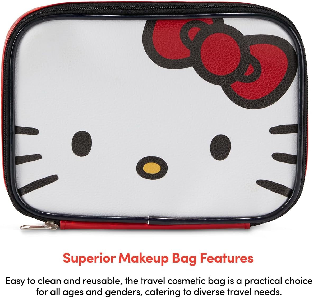 Hello Kitty Cosmetic Case Set - Girls, Boys, Teens, Adults - Officially Licensed Hello Kitty Travel Cosmetic Case 3 Piece Set (Red)