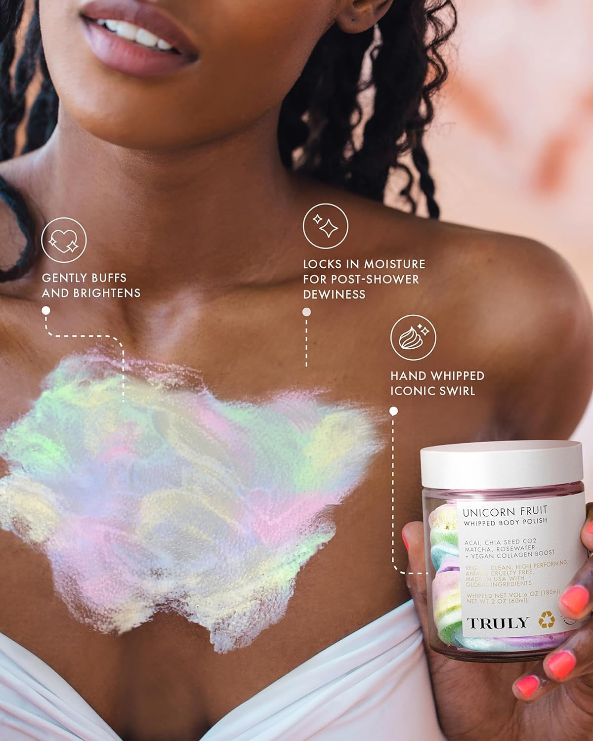 Beauty Unicorn Fruit Whipped Body Polish- Whipped Body Polish for Women - Body Scrub That Helps Hydrate, Soothe, and Plump Dry Skin - Body Scrubs for Women Exfoliation - 2 OZ