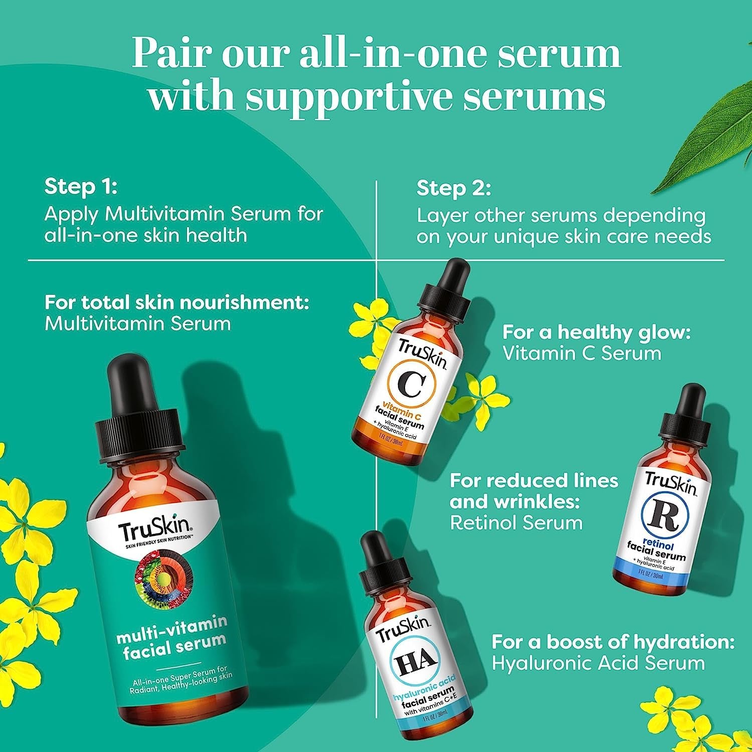 Truskin Facial Serum with 11 Plant-Derived Vitamins & Minerals for Radiant, Healthy Skin
